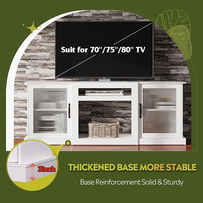 WLIVE Farmhouse TV Stand for 75 inch TV, Entertainment Center - Image 3
