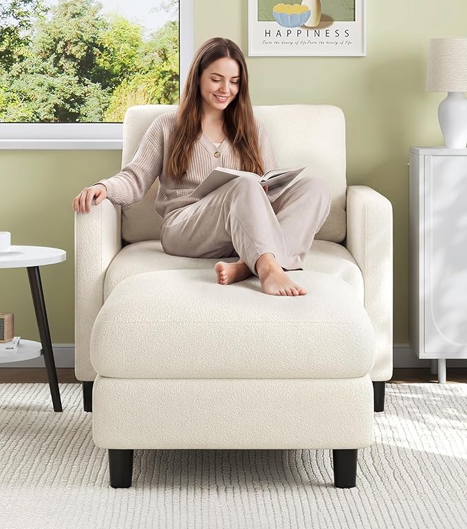 Welzona Sofa Accent Chair with Ottoman, Tool-Free Setup Living Room Accent - Image 3