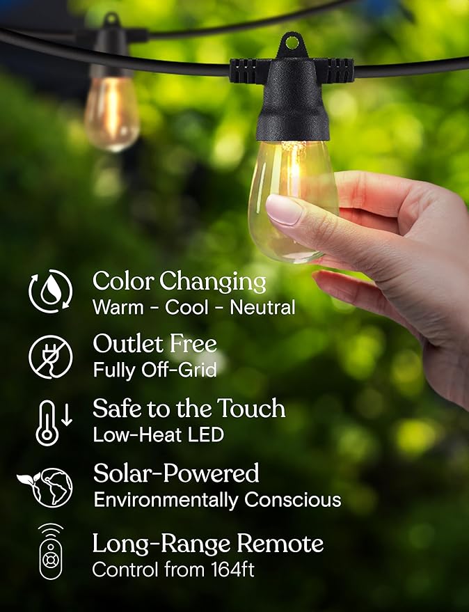Brightech 104 FT Ambience Pro Solar Powered Outdoor LED String Lights - Image 7