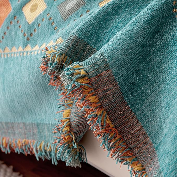 DREAMINGO Teal Boho Couch Cover Western Sofa Covers - Image 6