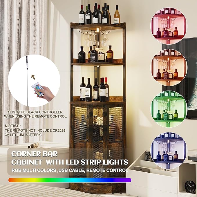 EOYUTLLY Corner Bar Cabinet - Image 4