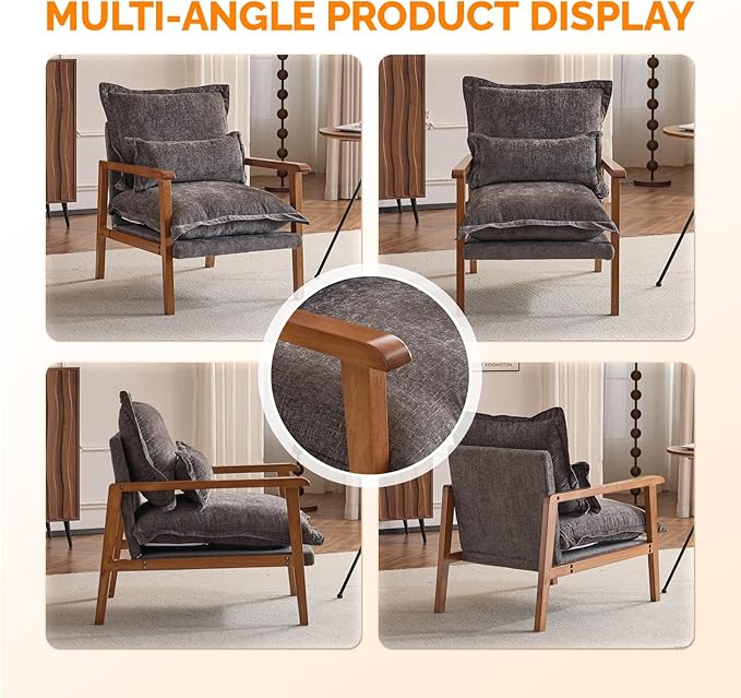 VINGLI Mid-Century Modern Cloud Accent Armchairs Set of 2 - Image 3