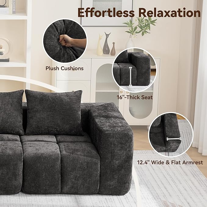 78.7" Loveseat Boneless Couch, Upholstered Cloud Love Seat - Image 5