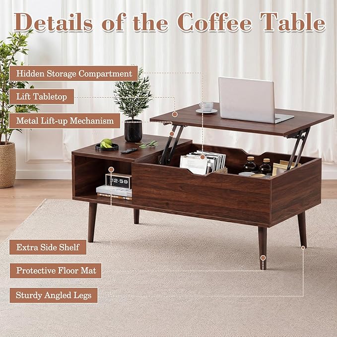 OLIXIS Wood Lift Top Coffee Table - Image 8
