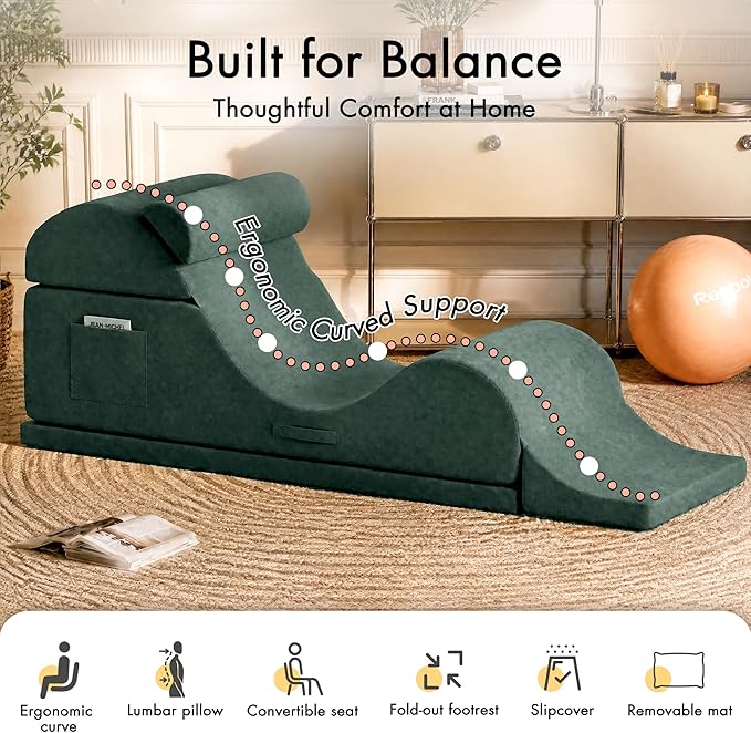 Convertible Yoga Chair for Adults, Ergonomic Foam Lounge - Image 5