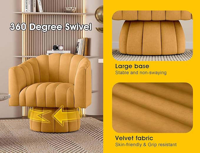 Dewhut Swivel Accent Chair, 360° Swivel Barrel Chair - Image 7
