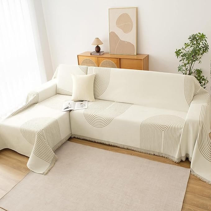 Boho Sofa Covers for 2 Cushion Couch, Chenille Sofa Slipcover for Pets Washable - Image 6
