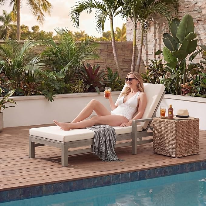 Outdoor Chaise Lounge Chair Set of 3, Patio Chaise Lounge Recliner - Image 3