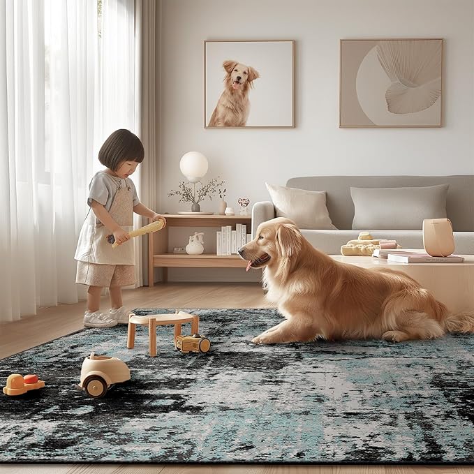 RELEANY Washable Area Rugs 6ft Non-Slip Modern Abstract Soft - Image 5