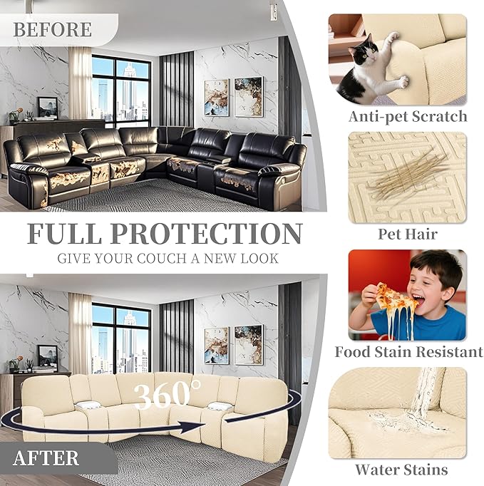 100% Waterproof Sectional Recliner Couch Covers - Image 6