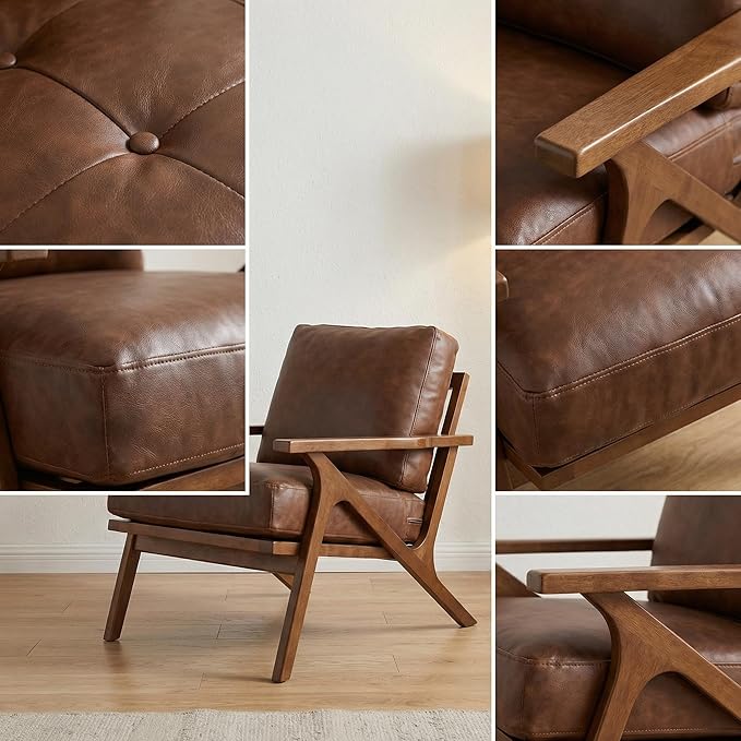 HNY Mid Century Arm Chairs Set of 2, Retro Accent Armchair - Image 7