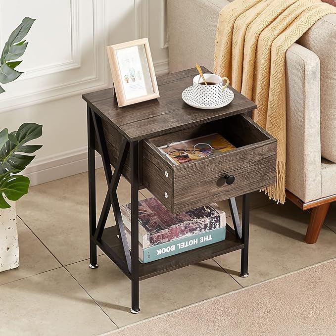 VECELO Nightstands Set of 2, Modern Bedside End Tables, Night Stands - Image 4