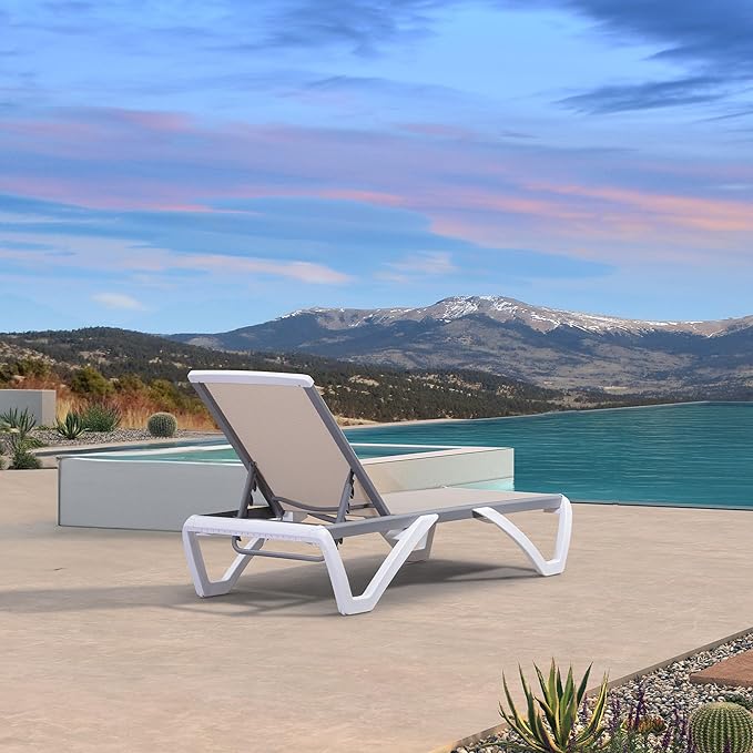 PURPLE LEAF Patio Chaise Lounge Chair Outside Aluminum Plastic Stackable - Image 3