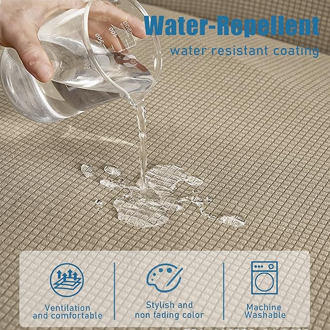 Water Repellent Couch Cushion Cover 3 Pieces Sofa Seat Cushion Covers, Stretch - Image 2