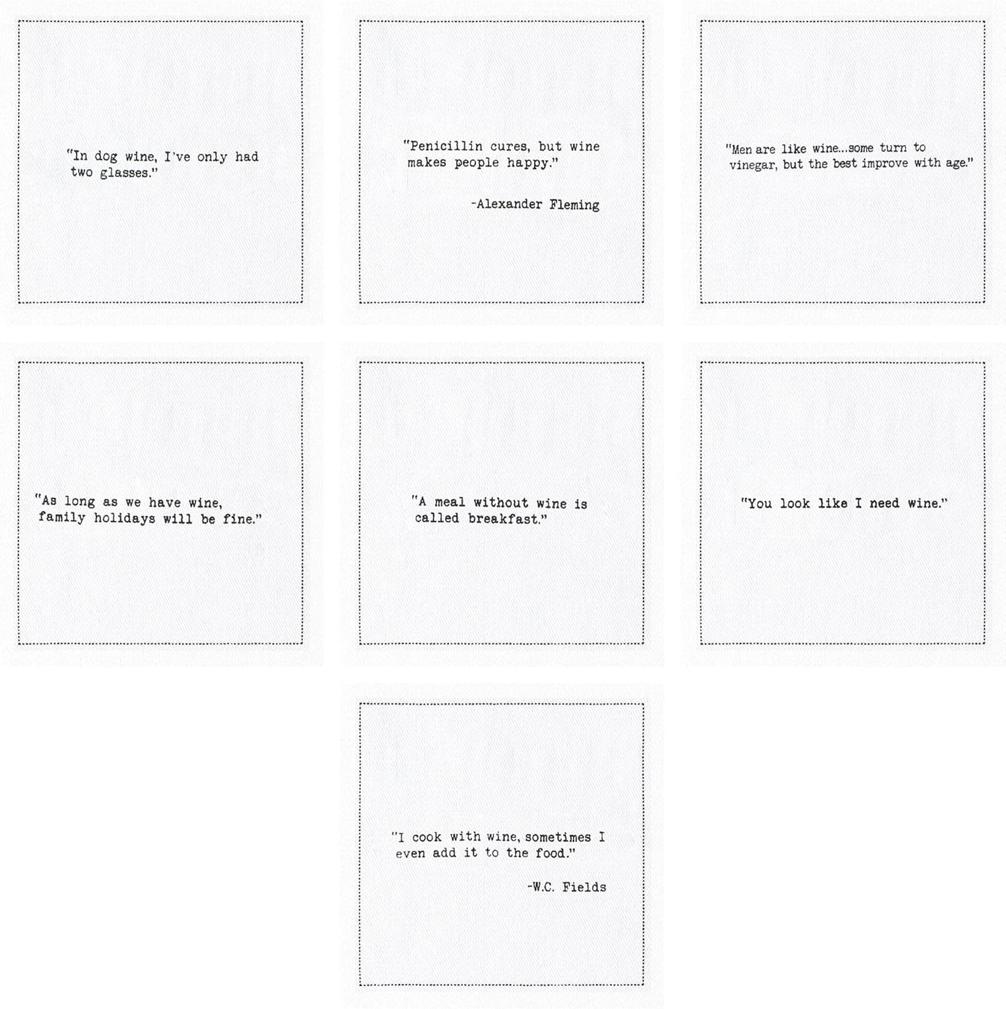 Five Star Napkins Wine Quotes, White Cotton Cocktail Napkins, Beverage Napkins, Bar Napkins, Cloth Napkins, Party Napkins, Events, Holidays, Weddings, Birthdays, Disposable, 4.5" x 4.5"- (50x)