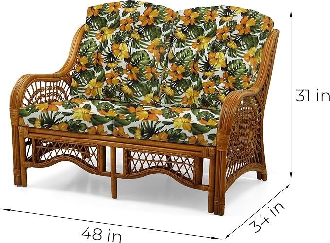 Malibu Lounge Loveseat Sofa Natural Rattan Wicker Handmade Design - Image 2