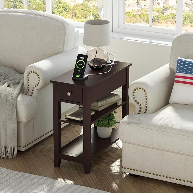 ChooChoo Narrow End Table Set of 2, Side Table Living Room - Image 5