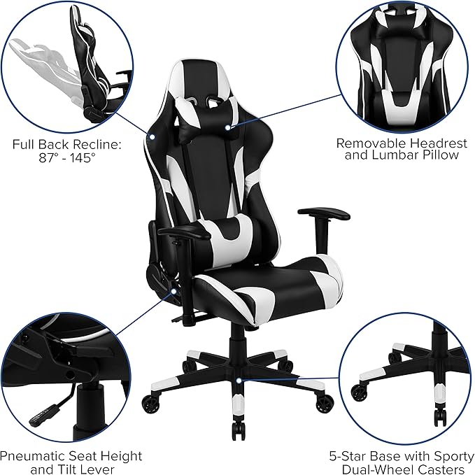 Flash Furniture X20 Fully Reclining LeatherSoft Racing Style Gaming Chair - Image 4