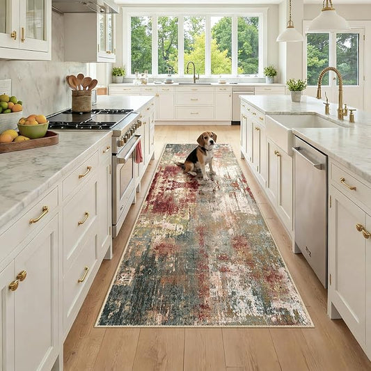 RELEANY Washable Area Rugs 3x8 Non-Slip Modern Abstract Soft by RELEANY