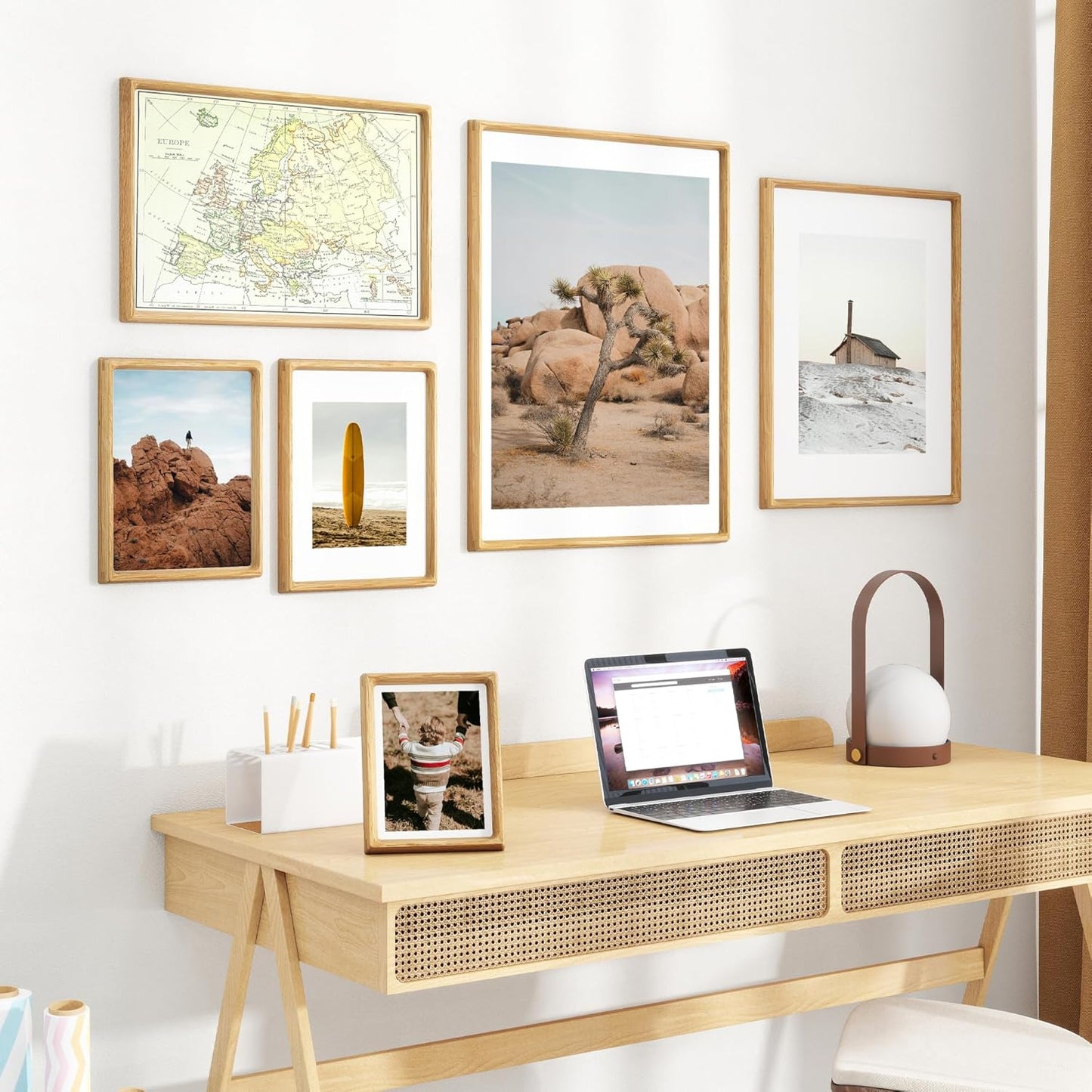 11x14 Wooden Picture Frames USA-Sourced Natural Oak Wood Solid Wood Photo Frame Handcrafted Rounded Corner with Mat to 8x10 Picture Frame Vintage Display with Real Glass Family Picture, Wedding Photo