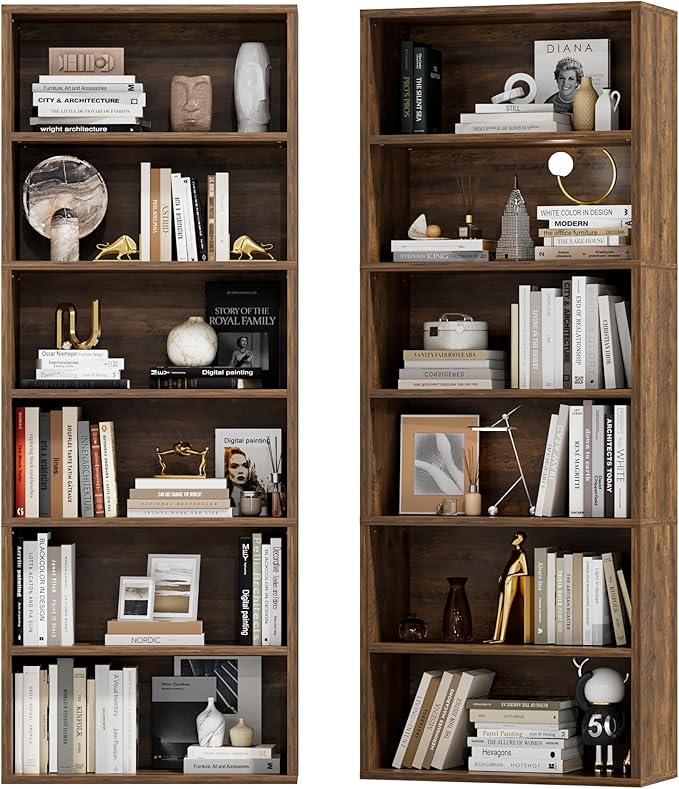 Furniwell 71" Tall Bookcase Bookshelves, 6 Tier Floor Standing Bookcases Open by WellFurnitureHomeLifeWell