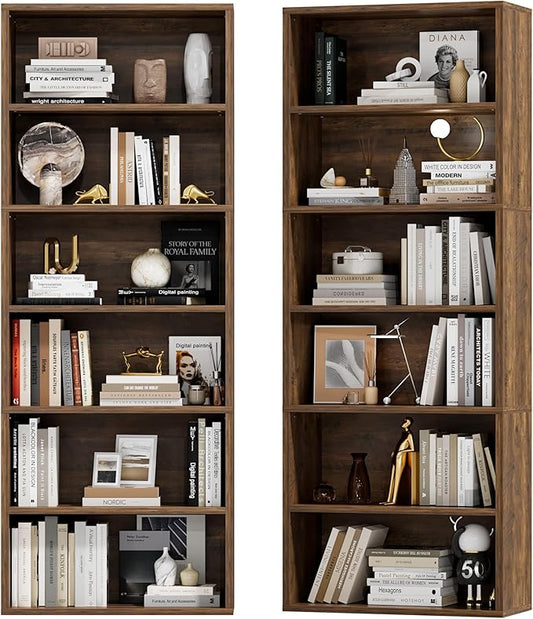 Furniwell 71" Tall Bookcase Bookshelves, 6 Tier Floor Standing Bookcases Open by WellFurnitureHomeLifeWell