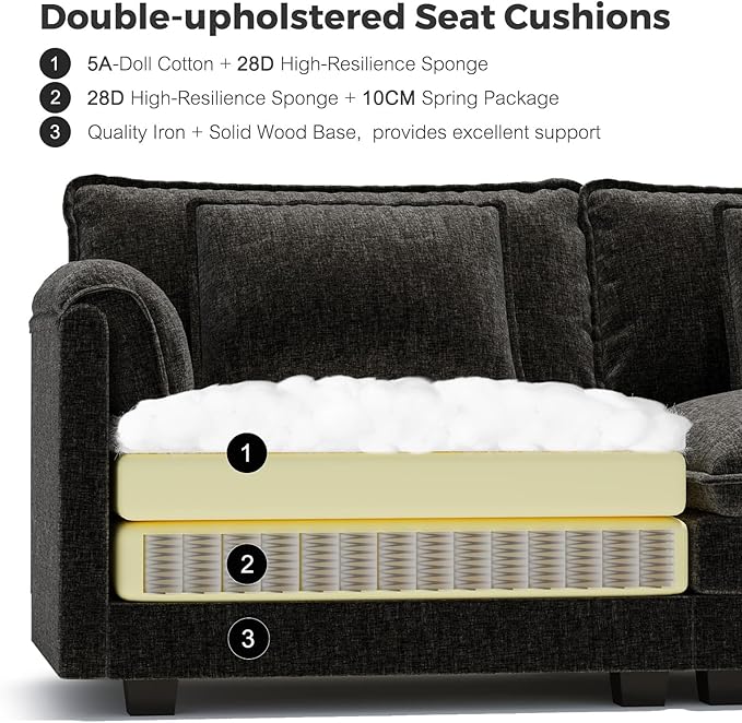ELUCHANG Oversized 116" Modular Sectional Sofa, Comfy Cloud Couch, U Shaped - Image 6