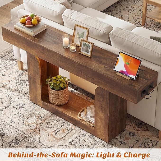 Homieasy Console Table, Farmhouse Wooden Sofa Table Behind Couch, Narrow - Image 5