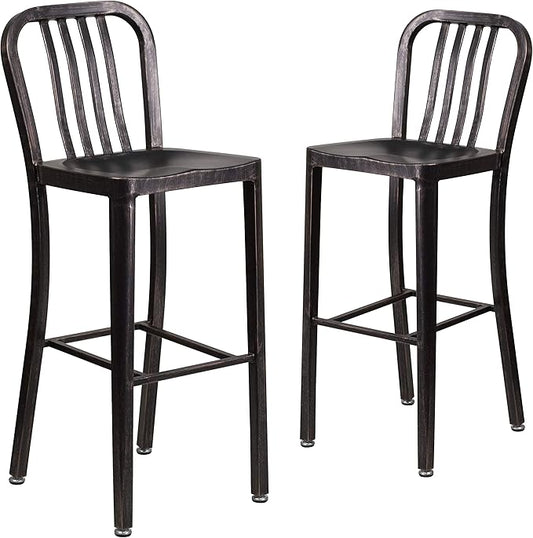 Flash Furniture Gael Commercial Grade 2 Pack 30" High Black-Antique Gold Metal by FlashFurniture