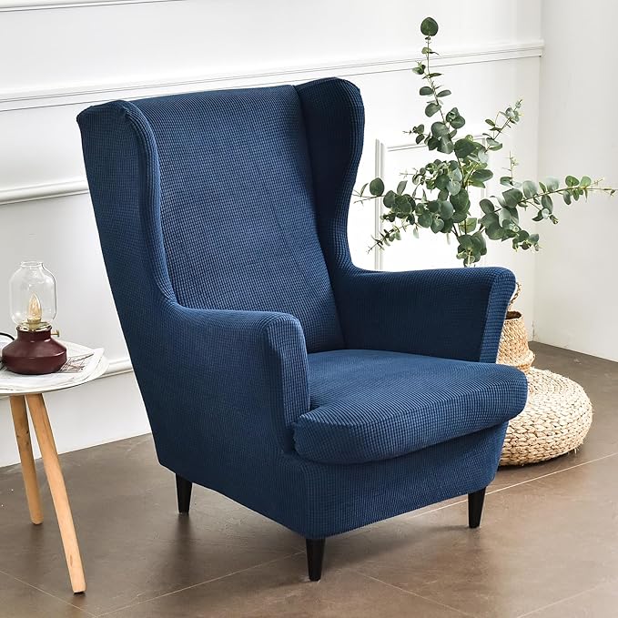 HAOYONG Jacquard Wingback Chair Cover Thickening Wing Armchair Covers Set of 2 - Image 2