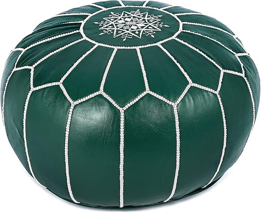 Marrakesh Gallery Genuine Leather Round Pouf Unstuffed by MarrakeshGallery