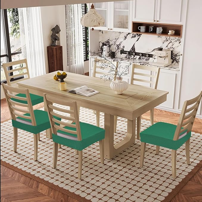 Smiry Waterproof Seat Covers for Dining Room Chairs Set of 2, Stretch Jacquard - Image 8