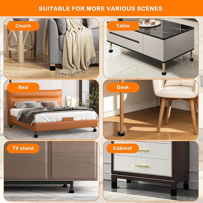 Furniture Risers Adjustable Bed Risers Heavy Duty Lifts Height 2", Square - Image 6
