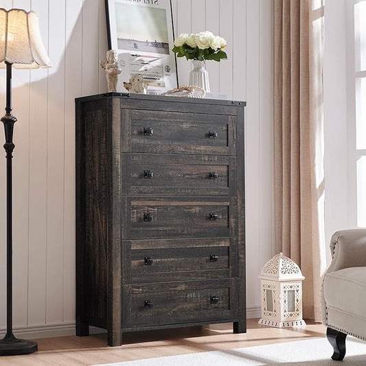 T4TREAM Farmhouse 5 Drawers Dresser Chests by T4TREAMFurniture