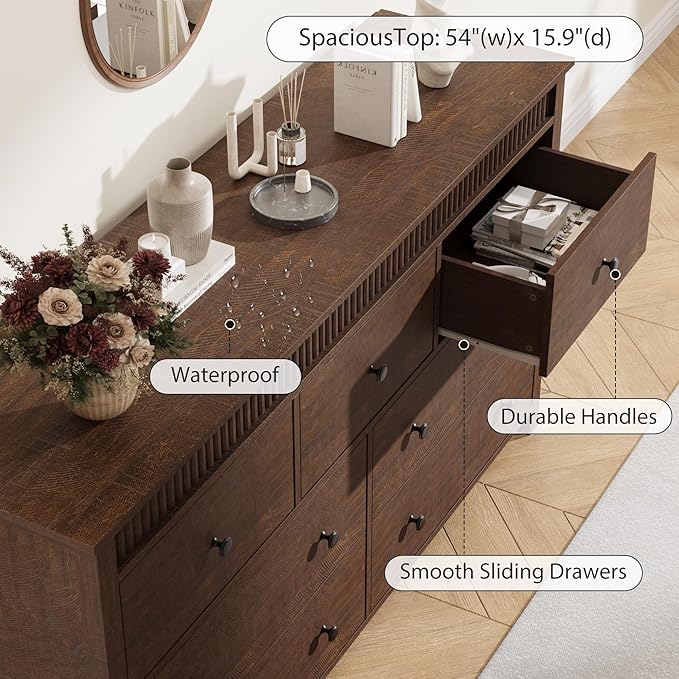 GarveeHome 7 Drawer Dresser for Bedroom, Modern Long Storage Dresser Organizer - Image 5