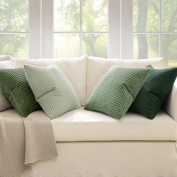 MIULEE Sage Green Pillow Covers 18x18 Inch Set of 4 Boho Farmhouse Home Decor - Image 6