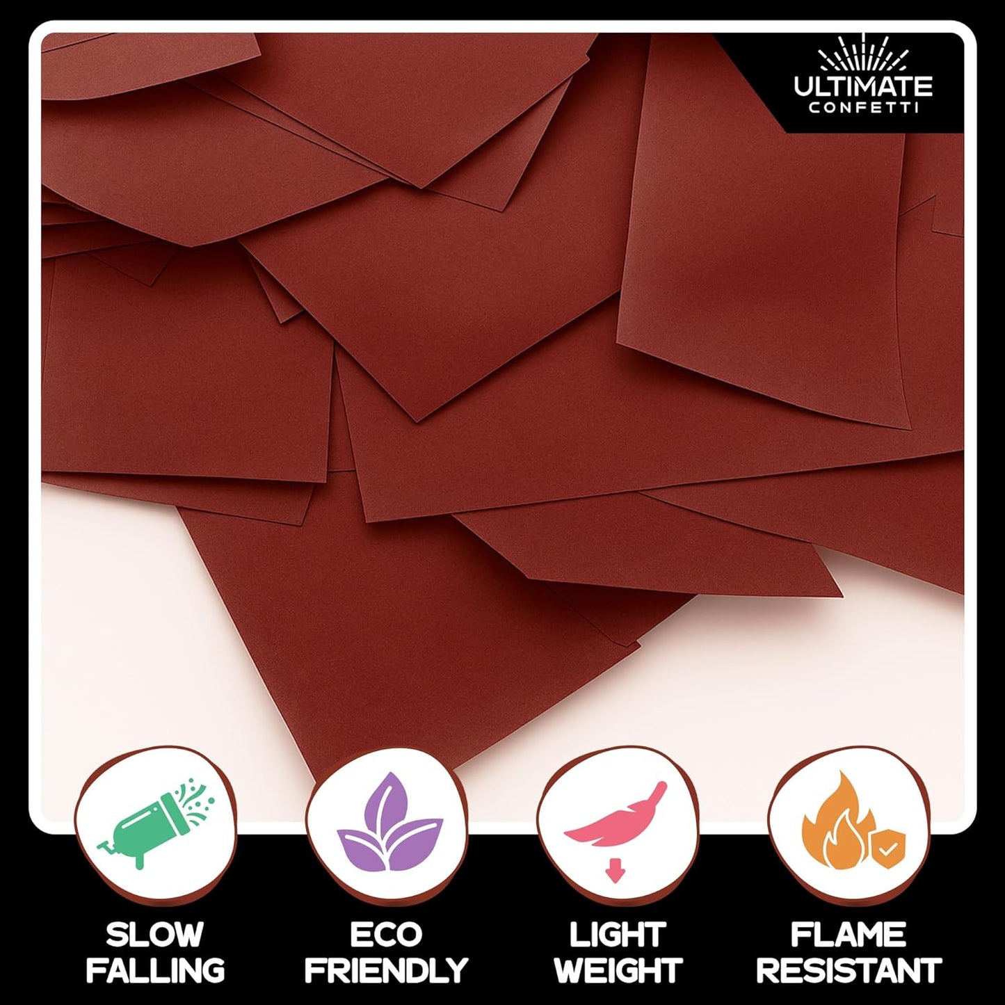 Ultimate Confetti, Maroon Biodegradable Confetti - Rectangular Flame-Resistant and Slow-Falling Tissue Paper Confetti for Cannon and Launcher use – Best for Parties Celebrations - 20 lb, 320 oz