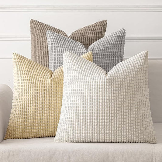 MIULEE Neutral Harmony Decorative Pillow Covers 18x18 Inch Set of 4 Rustic by MIULEE