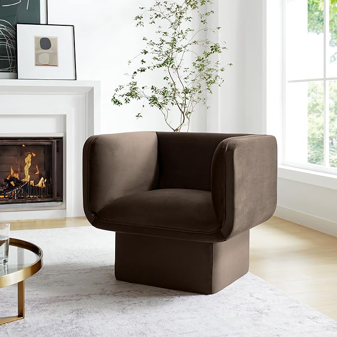 Modway Tate Performance Velvet Accent Chair in Chocolate Brown - Image 2
