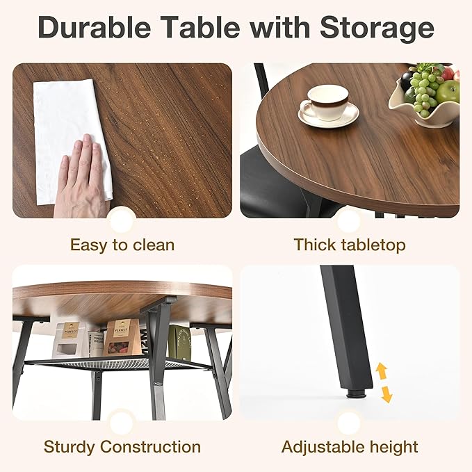Pamapic Round Dining Table Set for 4, Kitchen Table and Chairs for 4, Dining - Image 7