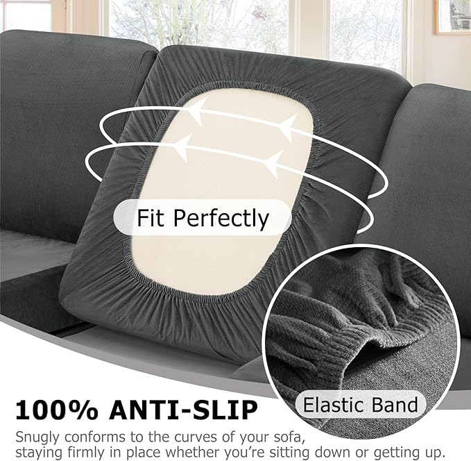 Arfntevss Sectional Couch Covers L Shape Couch Cushion Covers Slipcovers Fitted - Image 4