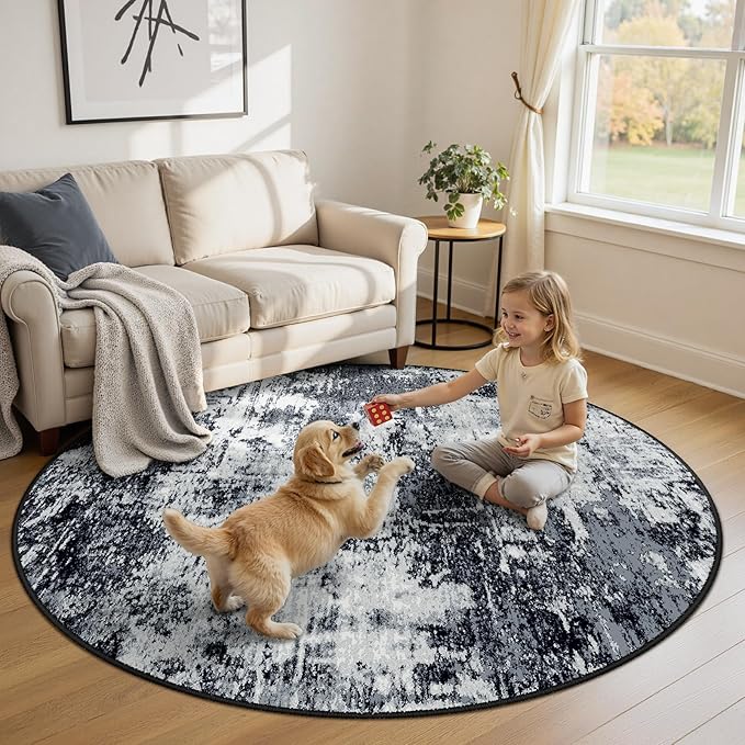 RELEANY Washable Area Rugs 8ft Non-Slip Modern Abstract Soft by RELEANY