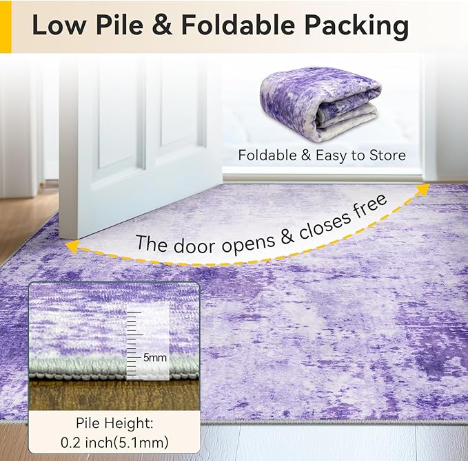 RELEANY Washable Area Rugs 4ft Non-Slip Modern Abstract Soft - Image 5