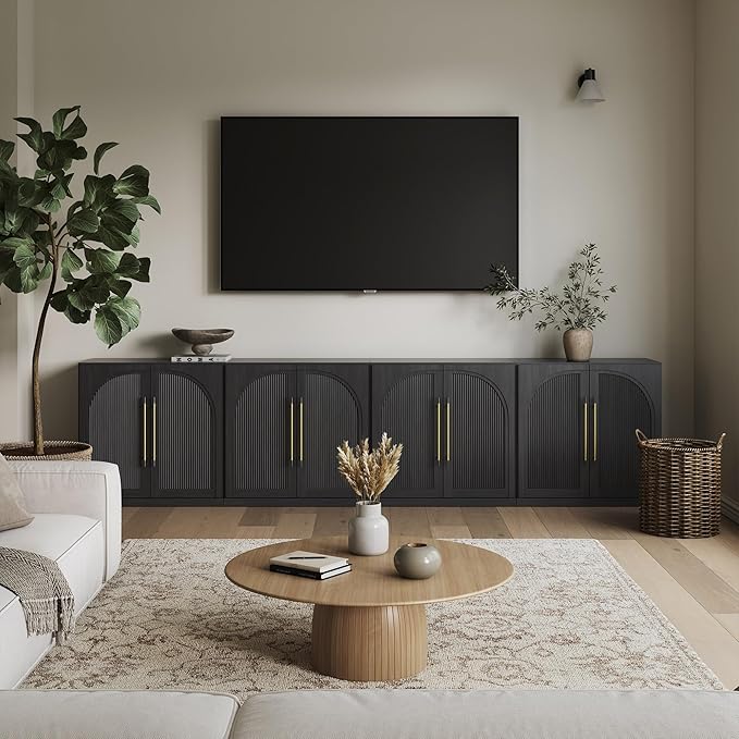 Belleze 4-Piece Modular TV Stand Set -Fluted Entertainment Center by BELLEZE