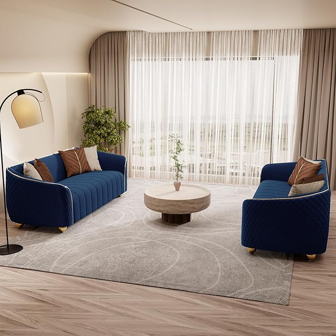 2-Piece Luxury Velvet Sofa Set for Living Room, Elegant Design Couch Set - Image 9