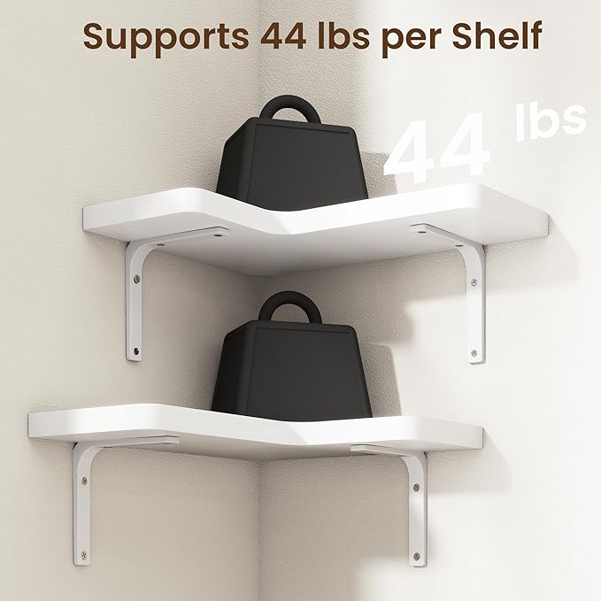 Venusmiles Corner Floating Shelves Set of 4, Wall Mounted L-Shaped Storage - Image 5