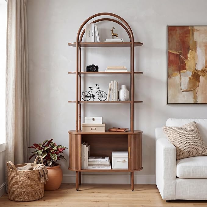 71" Tall Fluted Arched Bookshelf - Image 5