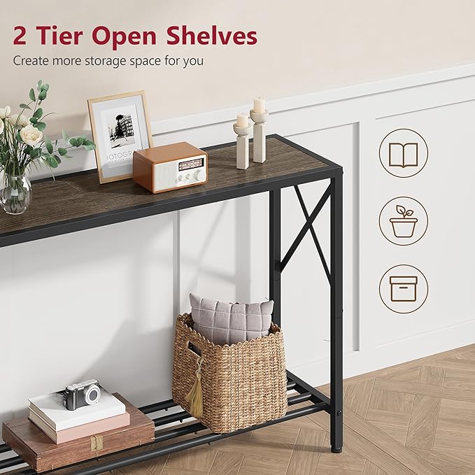 Tajsoon Industrial Console Table 41.8", 2 Tier Entryway Table - Image 4