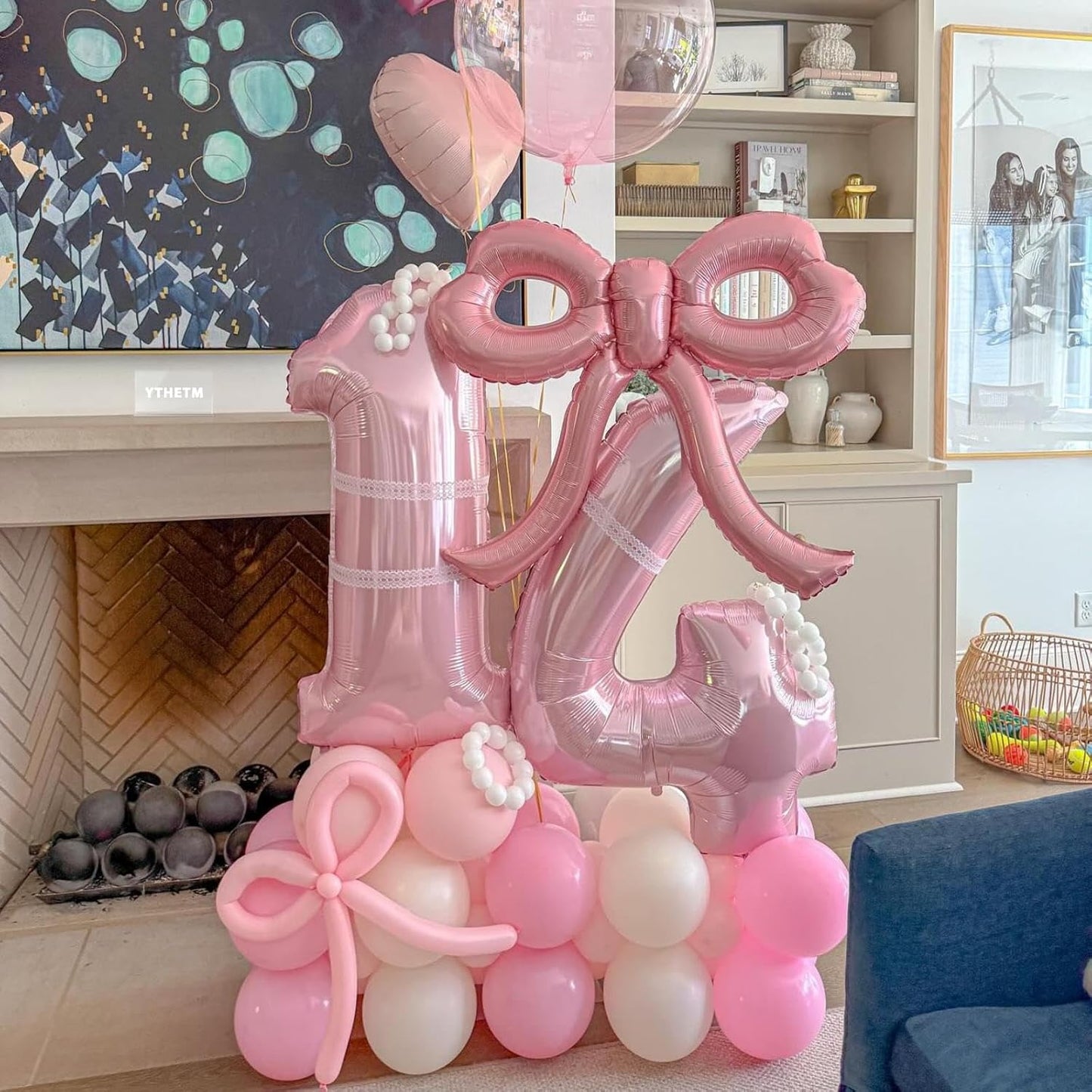 4 Pcs Pink Bow Balloons Bow Party Decorations for Girl Women Pink Bow Birthday Decorations Giant Foil Balloon for Baby Shower Bridal Engagement Wedding Decor Bachelorette Party Supplies