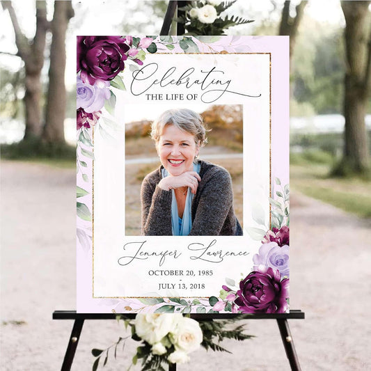 Personalized Funeral Welcome Signs, Celebration Of Life Yard Sign, Celebration Of Life Decoration, Custom Memorial Signs, Minimalist Celebrate of Lifes Sign With Photo, Memory Signage For Funerals #2